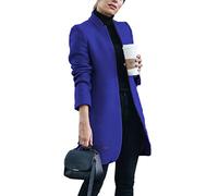 Osheoiso Mujer Abrigo Lana Chaqueta Trenchcoat Vestidos de Invierno Mujer Largos Cuello Larga Navidad Suéter Elegante Casual Abrigo Grueso Chaqueta B Azul M