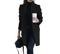 Osheoiso Mujer Abrigo Lana Chaqueta Trenchcoat Vestidos de Invierno Mujer Largos Cuello Larga Navidad Suéter Elegante Casual Abrigo Grueso Chaqueta B Negro L