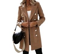 Osheoiso Mujer Abrigo Lana Chaqueta Trenchcoat Vestidos de Invierno Mujer Largos Cuello Larga Navidad Suéter Elegante Abrigo de Invierno Grueso Chaqueta A Caqui S