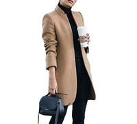 Osheoiso Mujer Abrigo Lana Chaqueta Trenchcoat Vestidos de Invierno Mujer Largos Cuello Larga Navidad Suéter Elegante Casual Abrigo Grueso Chaqueta B Caqui XL
