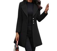 Osheoiso Mujer Abrigo Lana Chaqueta Trenchcoat Vestidos de Invierno Mujer Largos Cuello Larga Navidad Suéter Elegante Casual Abrigo Grueso Chaqueta A Negro 3XL