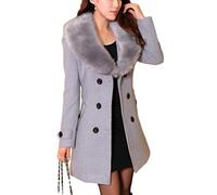Osheoiso Mujer Abrigo Lana Chaqueta Trenchcoat Vestidos de Invierno Mujer Largos Elegante Casual Abrigo Oversized Chaqueta A Gris M
