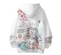 Osheoiso Sudadera con Capucha Kawaii Japón Casual Hoodie Harajuku Moda Sudadera de Lana Streetwear para Niño Niñas Deportiva Oversized Pullover Manga Larga Top A Blanco M