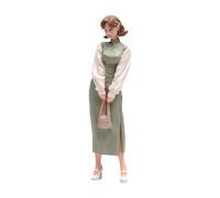 Oshhni 1:18 Modelo niña con Vestido Largo y Cabello Corto, Personaje 3D, Modelo diminutas para Escena en Miniatura, jardín Hadas, Micro