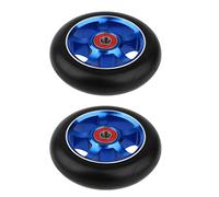 Oshhni 2 Piezas Rueda para Scooter Acrobático Ruedas de Scooter Patinete Repuesto Rueda con Rodamientos Polyuretano Núcleo de Aluminio Adecuado para Adultos, Azul