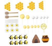 Oshhni 35 piezas Toppers de pastel de abejas, decoración de fiesta temática de abejas de miel, adorno decorativo decoraciones de pastel de panal para