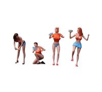 Oshhni 4 Piezas 1/64 Modelo de Lavadora de Coches Mini Detalle Coche Chica Figura Resina Foto Prop Miniatura Modelo para decoración de Escritorio