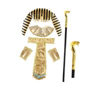 Oshhni 6 Piezas Disfraz Egipcio Cinturón Collar Muñequera Bastón Sombrero Tela Suave Accesorios Creativos Adecuado para Fiestas Disfraces Rendimiento