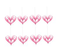 Oshhni 8 guirnaldas de Corazones con Adornos románticos en 3D para Valentín, Despedidas de Soltera y Fiestas de Galentine's Day, Rosa