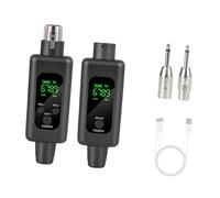 Oshhni Adaptador de micrófono XLR Conjunto de transmisor de micrófono de 2.4GHz y kit de receptor de audio dispositivos de transmisión inalámbricos para, Negro, 1 Por 1