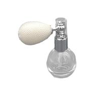 Oshhni Atomizador de perfume en spray de silicona y vidrio, bolsillo vacío, multifuncional, idea de regalo, tapa de aluminio transparente, diseño retro, Blanco