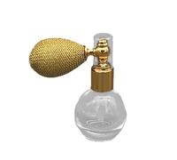 Oshhni Atomizador de perfume en spray de silicona y vidrio, bolsillo vacío, multifuncional, idea de regalo, tapa de aluminio transparente, diseño retro, Oro