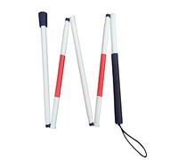 Oshhni Bastón ciego plegable, con cinta reflectante roja Muleta guía con antideslizante rojo y de 49 pulgadas (124 cm) para personas ciegas con