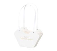 Oshhni Bolsa de Regalo de Flores, Bolsa de Ramo, Decoración Reutilizable, Regalos de Fiesta Del Día de La Madre, Embalaje de Cumpleaños para Mujeres con Asas, Blanco, tal como se describe