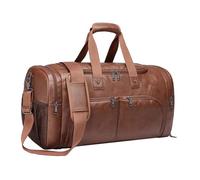 Oshhni Bolso de Lona de Cuero PU, Bolso de Hombro, multifunción portátil para Hombre, Grande con Compartimento para Zapatos, Bolsa de Viaje de Negocios para
