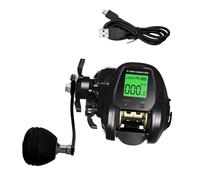 Oshhni Carrete de Pesca electrónico Impermeable con de Inteligente, Accesorio con Pantalla Digital, función de Memoria de Profundidad y Carga, Mano Izquierda Negra