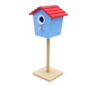 Oshhni Casa de muñecas a Escala 1:12, casa de pájaros en Miniatura a Escala 1/12, mininido, cabaña Decorativa para pájaros, Accesorio para jardín de Hadas de, Azul Rojo