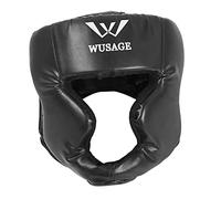 Oshhni Casco de Boxeo Cubierta de Cabeza de Boxeo Equipo de Entrenamiento de Cuero de PU Sombrero de Equipo de protección de Boxeo para Sanda Muay Thai, Negro l