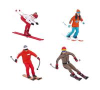 Oshhni Figura de esquí nórdico a Escala 1/64, 4 Unidades, Miniatura de Esquiador, Accesorio fotográfico de Resina para Manualidades, proyectos de Bricolaje,