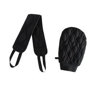 Oshhni Guantes de baño de lavadora de 2 piezas back, Negro