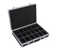 Oshhni Maleta organizadora para relojes, resistente con asa, caja viaje rígida, a prueba golpes e impermeable, Negro, 18 Ranuras