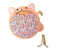 Oshhni Rompecabezas de Madera Irregulares para Adultos con Forma de Animales. Divertido Juego Familiar Hecho a Mano con Dibujos Animados, Ideal para El Día D, Gato Boca Grande