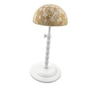 Oshhni Soporte para cabeza de peluca, estante de almacenamiento para tapas, cabeza de maniquí de mesa de viaje para peinar pelucas, secado de cabello, Amarillo
