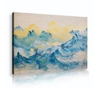 OSHIONARTE Arte abstracto moderno Decor mural Paisajes naturales de estilo japonés Olas Lienzo para salón Oficina Decor de pared 50x75cm Estructura interior