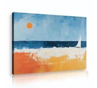 OSHIONARTE Arte mural abstracto de velero en lienzo grabados náuticos blancos de veleros obras de arte de paisajes marinos decoración mural para el salón dormitorio 70x100cm Estructura interior