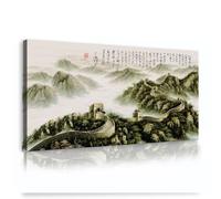 OSHIONARTE Arte mural asiático Caligrafía tradicional china Pintura oriental de la Gran Muralla Imágenes de lienzo para decoración mural Mar de nubes Paisaje 45x90cm Cuadro interior