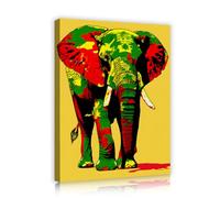OSHIONARTE Arte mural de lienzo de elefante Graffiti Pop Art Póster de arte de vida salvaje Arte amarillo vibrante Sala de estar Baño Decoración del dormitorio 76x101cm Marco interior