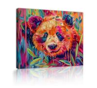 OSHIONARTE Arte mural de lienzo de oso colorido grafiti retrato de animales salvajes estampado en cuadro pintura pop art callejera arte moderno para decoración de paredes 76x101cm Marco interior