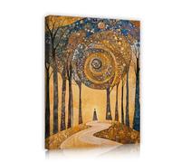 OSHIONARTE Arte mural de lienzo enmarcado Árbol místico de la vida Grabados en lienzo paisajístico Grabados de remolino estilo Gustav Klimt Decoración para el hogar 45x60cm Marco interior