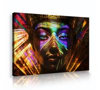 OSHIONARTE Arte mural del faraón egipcio cultura abstracta colorida escultura egipcia pintura mural decoración mural para salón listo para colgar 60x90cm estructura interior