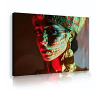 OSHIONARTE Arte mural retro egipcio de la diosa Elegante cuadro de retrato de mujer para decoración de dormitorio y salón listo para colgar 45x68cm cuadro interior