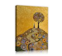 OSHIONARTE Estilo Gustav Klimt Árbol de la Vida con lienzo enmarcado Pintura abstracta de Hill Grabados de mosaicos de colores para el salón 60x80cm Marco interior