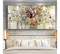 OSHIONARTE Gustav Klimt Abstracto Planta Lienzo Famosa Pintura Reproducción Árbol De La Vida Enmarcado Pintura De Arte Para Sala De Estar Decoración De Oficina 65x110cm