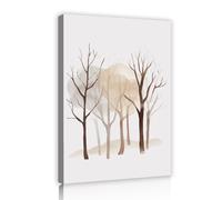 OSHIONARTE Ramas rústicas de árbol con lienzo arte mural de estilo escandinavo pintura marrón beige sobre lienzo para salón de granja 70x100cm Estructura interior