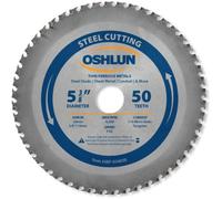 Oshlun SBF-054050 - Hoja de sierra FTG de 5-3/8 pulgadas de 50 dientes con eje de 20 mm (bujes de 5/8 pulgadas y 10 mm) para acero suave fino y metales ferrosos