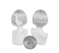 OSIAS 2B Peluca Plateada Gruesa Corta de Cabello Resistente al Calor