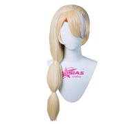 OSIAS Charlie Morningstar Peluca Larga Dorada Mezclada con Rojo y Blanco con Coleta Cabello Sintético Resistente al Calor