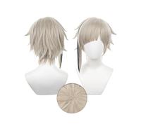 OSIAS Nakajima Atsushi Peluca Corta Plateada Gris de Cabello Sintético Resistente al Calor