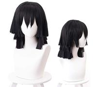 OSIAS Peluca Cosplay Anime, Peluca Demon Slaye, Redecilla Gratis, Para Halloween, Fiesta, Carnaval, Vida Nocturna, Conciertos, Bodas, Regalo de Cumpleaños(Iguro Obanai)