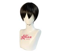 OSIAS Tobio Kageyama Peluca Negra Gruesa Corta de Cabello Sintético Resistente al Calor