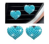 Osilly Clips de ventilación para ambientadores de coche, 2 piezas de clip de salida de aire acondicionado con dije de corazón brillante, difusor de diamantes de imitación, decoración interior de