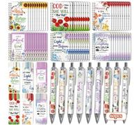 OSIMIG 180 piezas de regalos cristianos a granel para mujeres, incluyen 60 mini blocs de notas con versículos bíblicos, 60 bolígrafos de las Escrituras y 60 marcadores, diario de oración cristiana