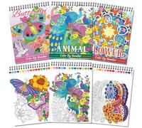 OSIMIG 3 libros colorear adultos, Colorear por numeros adultos, Incluye 60 patrones de flores, mariposas y animales. Páginas perforadas tamaño A4