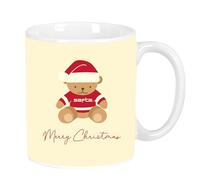 OSITO BEIGE FELICES FIESTAS - Taza Grande de Cerámica, Resistente, Ligera, Duradera, 350 ml, 8x9.5 cm