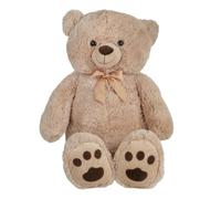 Osito de peluche Idena XXL con lazo, aprox. 90 cm | Peluche en color beige, osito con pelaje mullido, lavable a mano