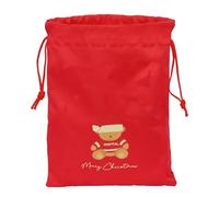 OSITO ROJO FELICES FIESTAS - Mochila Saquito Plano Infantil, Fácil Limpieza, Mochila, Ideal para Niños de Diferentes Edades, Cómoda y Versátil, Calidad y Resistencia, 26x1x34 cm